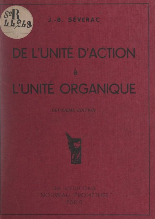 ebook cover of De l'unité d'action à l'unité organique, by Jean-Baptiste Severac