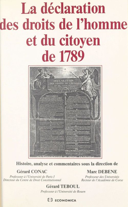 Couverture ebook de La déclaration des droits de l'homme et du citoyen de 1789 : histoire, analyse et commentaires, de Conac/Gerard