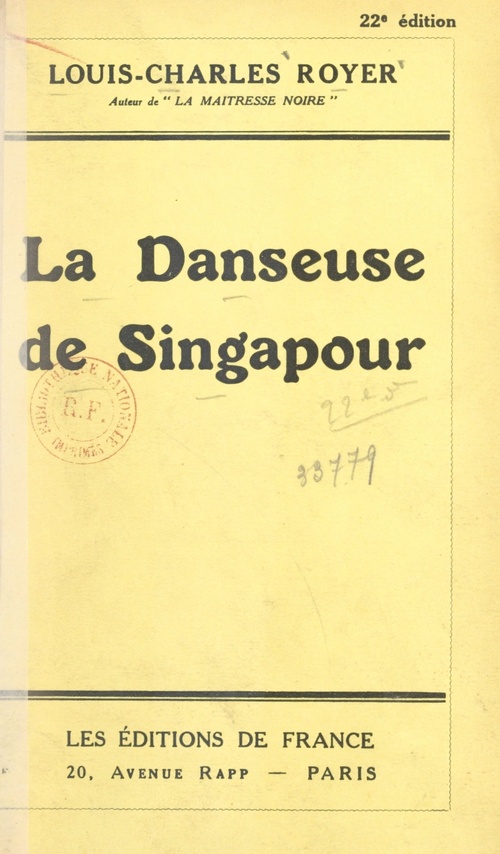 Couverture ebook de La danseuse de Singapour, de Louis-Charles Royer