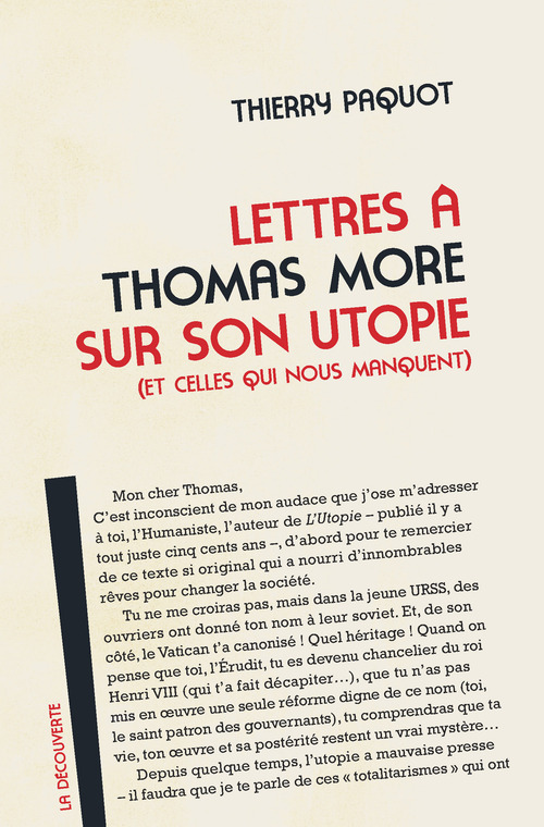 ebook cover of Lettres à Thomas More sur son utopie (et celles qui nous manquent), by Thierry Paquot