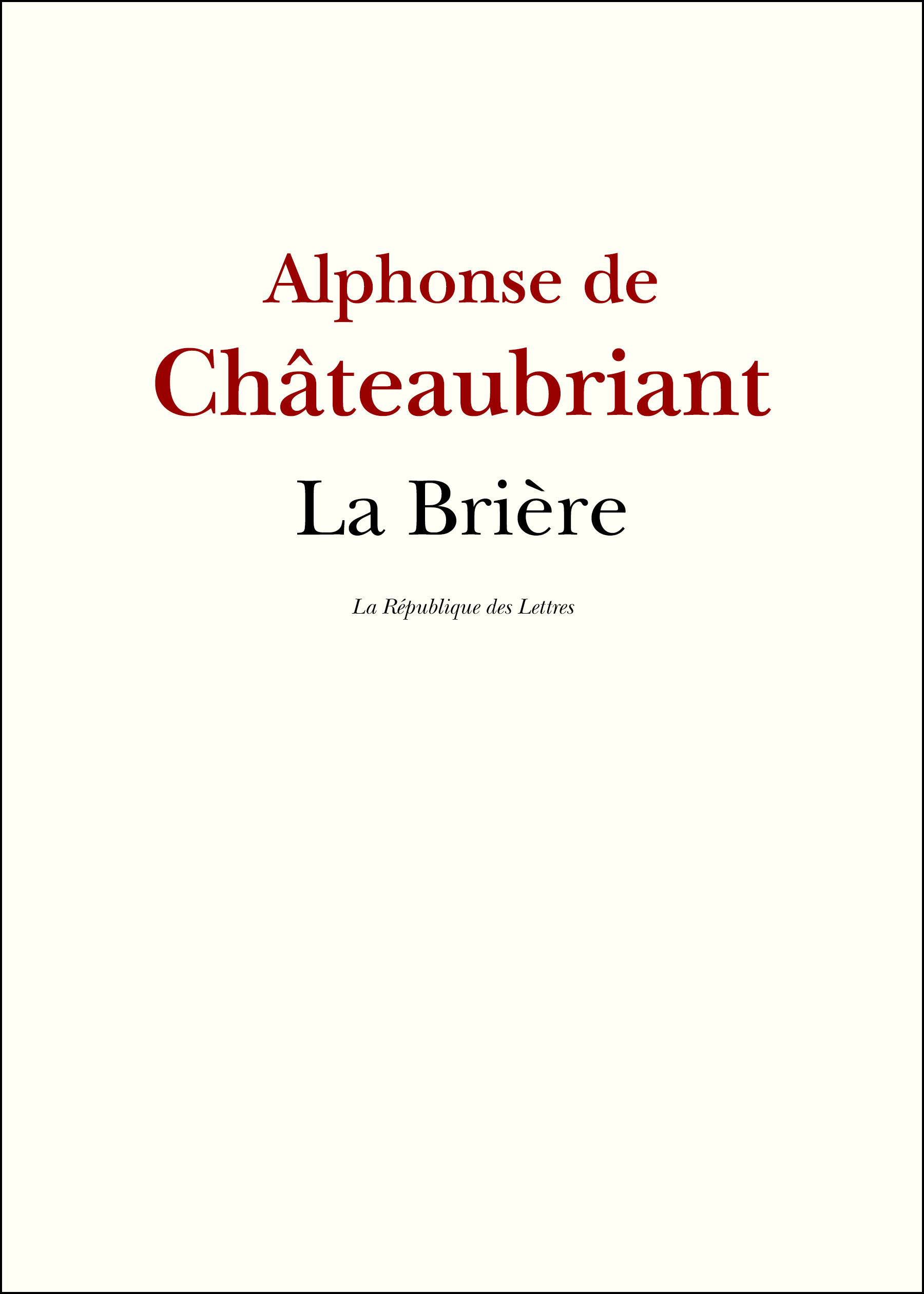 Couverture ebook de La Brière, de Alphonse de Châteaubriant