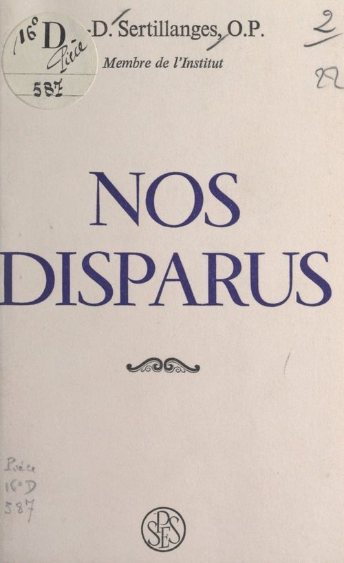 Couverture ebook de Nos disparus, de Antonin-Dalmace Sertillanges