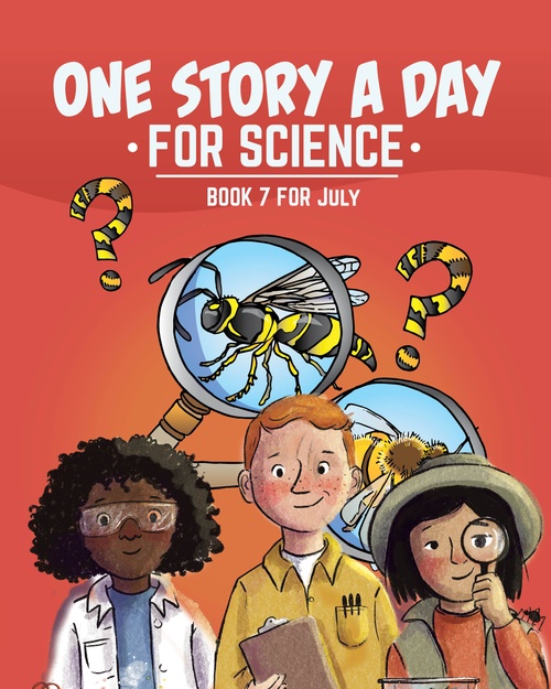 ebook cover of One Story a Day for Science, by Kara Cybanski, Leonard Judge, Margaret Hoogeveen, Violet Hughes