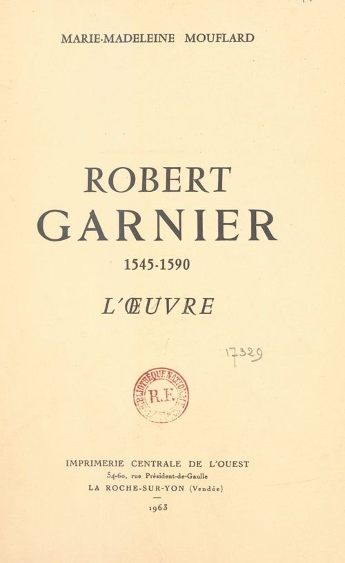 ebook cover of Robert Garnier, 1545-1590, by Marie-Madeleine Mouflard
