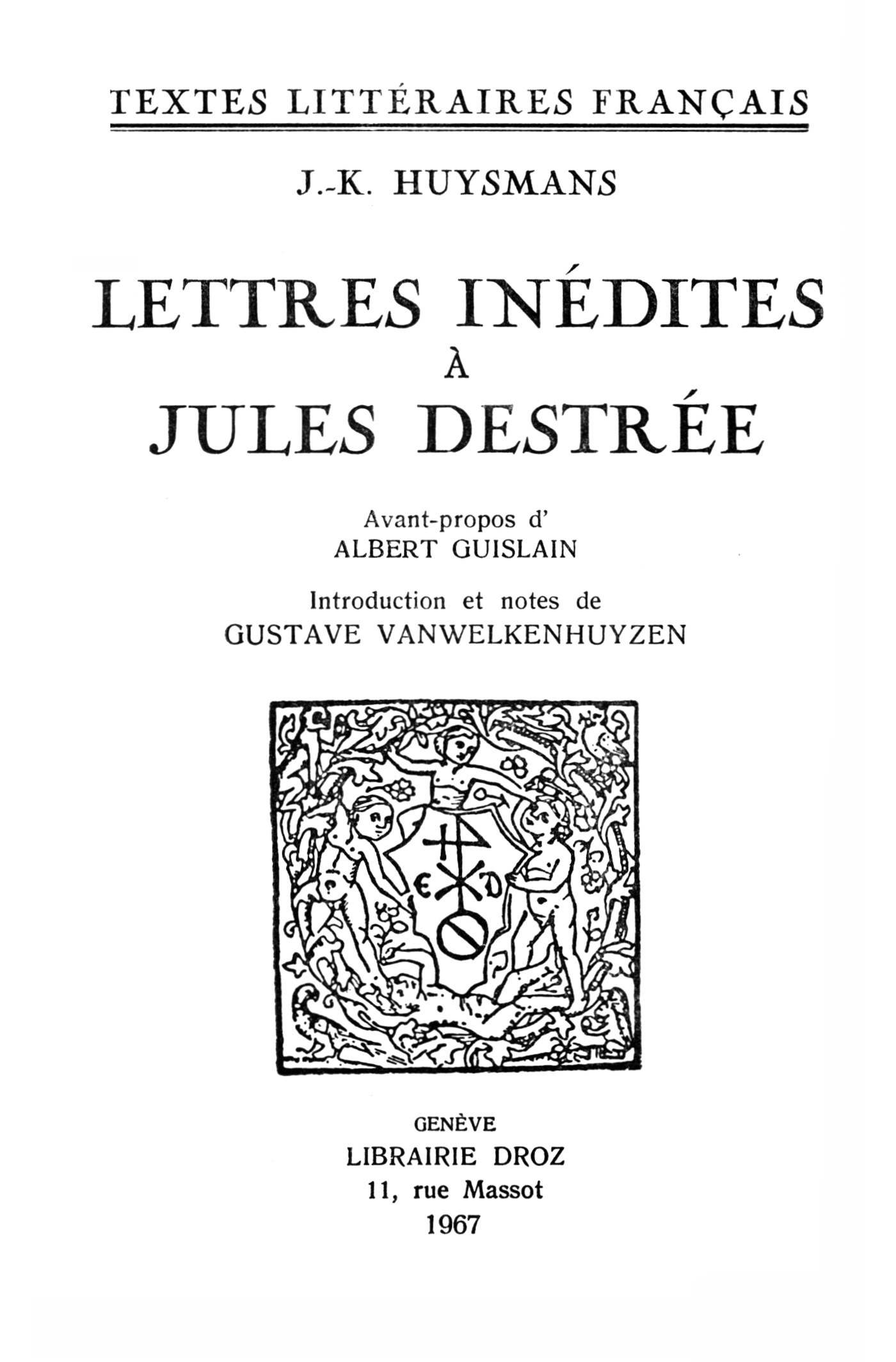 ebook cover of Lettres inédites à Jules Destrée, by Joris-Karl Huysmans