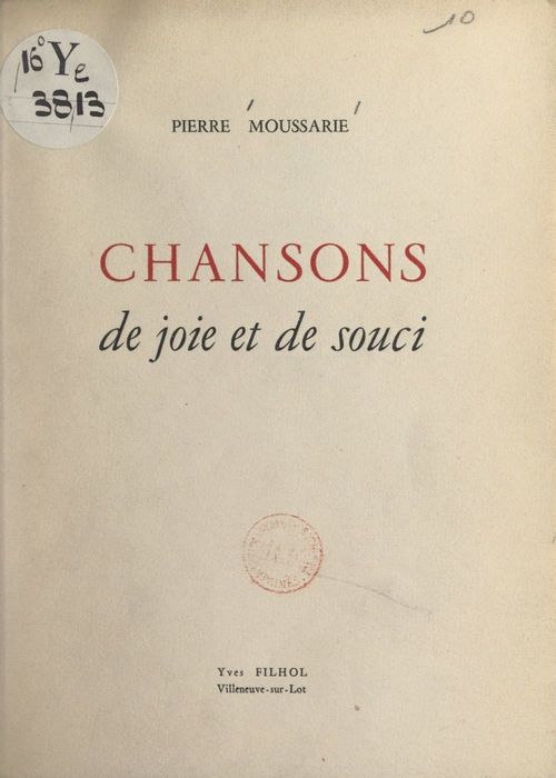 Couverture ebook de Chansons de joie et de souci, de Pierre Moussarie