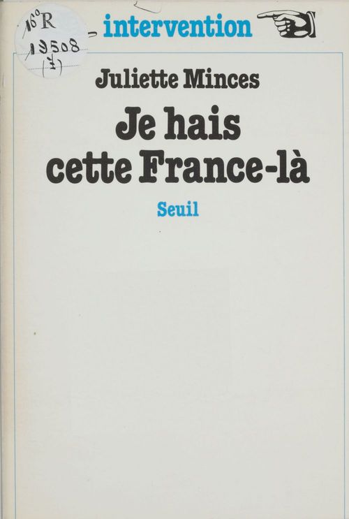 ebook cover of Je hais cette France-là, by Minces Juliette