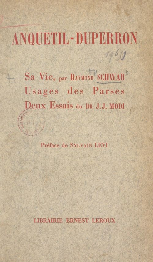 Couverture ebook de Vie d'Anquetil-Duperron, de Raymond Schwab
