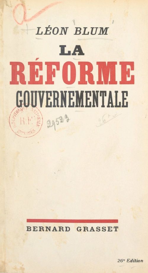 ebook cover of La réforme gouvernementale, by Léon Blum