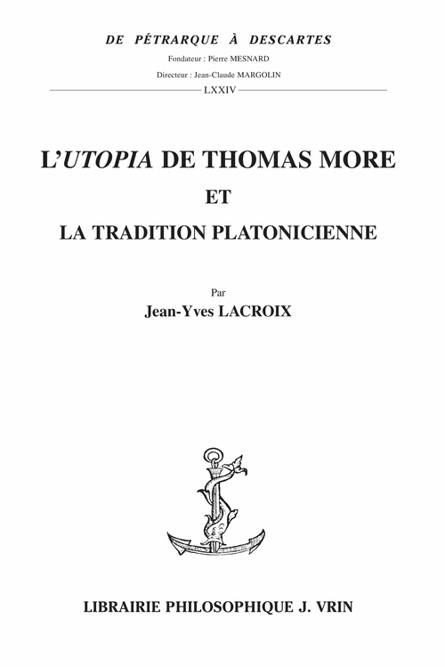 ebook cover of L´Utopia de Thomas More et la tradition platonicienne, by Jean-Yves Lacroix