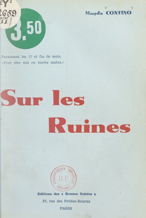 Couverture ebook de Sur les ruines, de Magda Contino