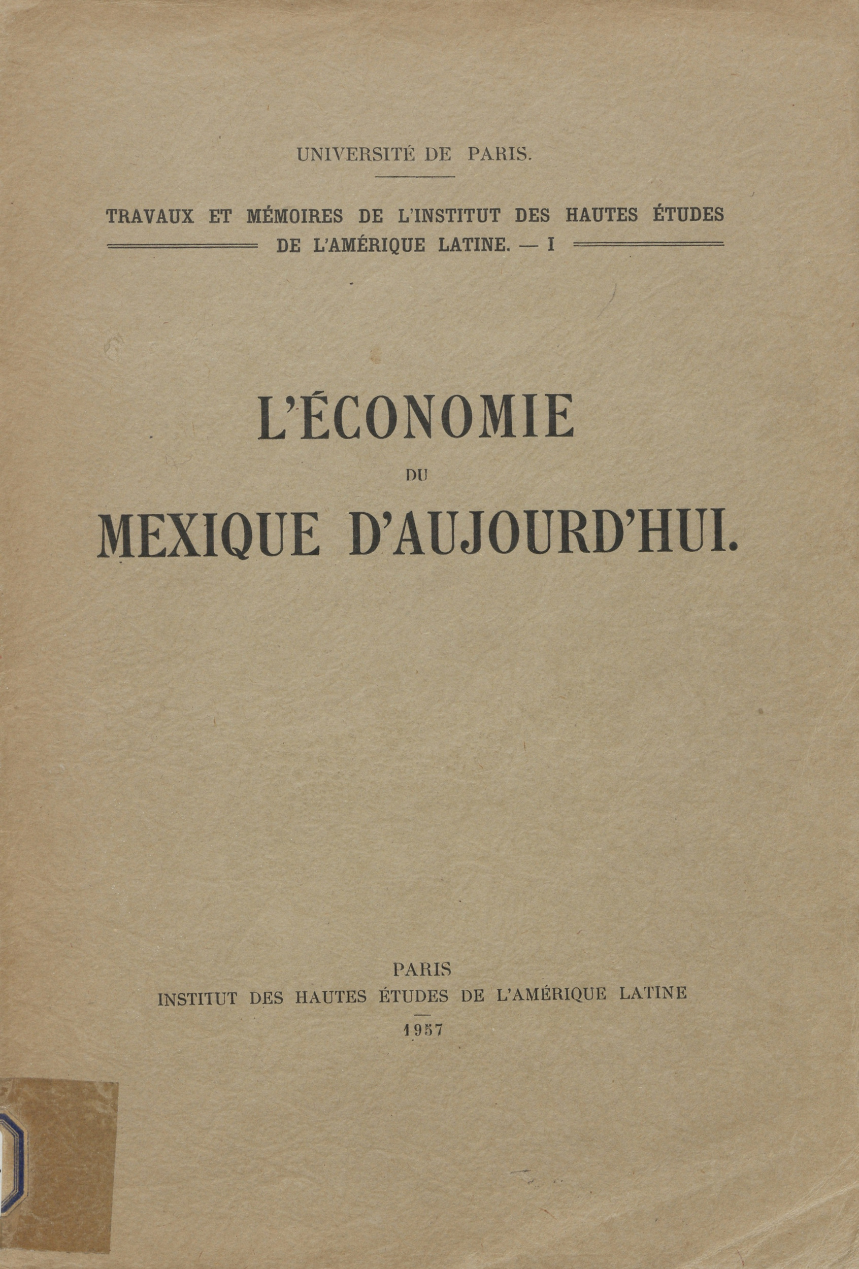 Couverture ebook de L´économie du Mexique d'aujourd'hui, de