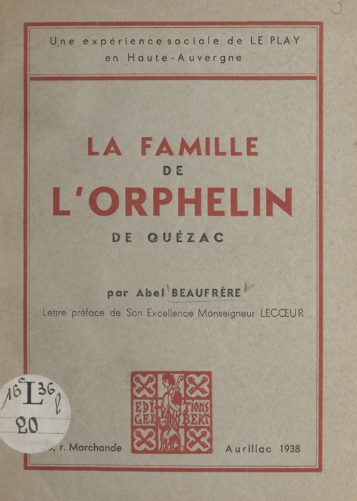 Couverture ebook de La famille de l'orphelin de Quézac, de Abel Beaufrere