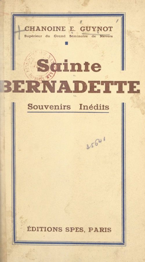 Couverture ebook de Sainte Bernadette, de Ernest Guynot
