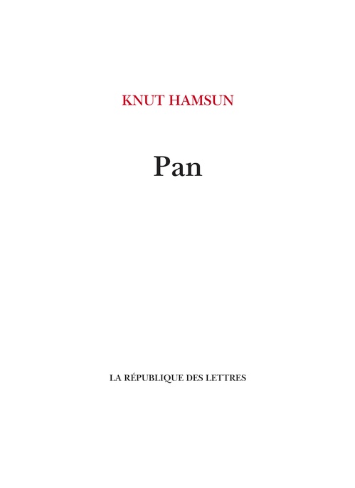 Couverture ebook de Pan, de Knut Hamsun