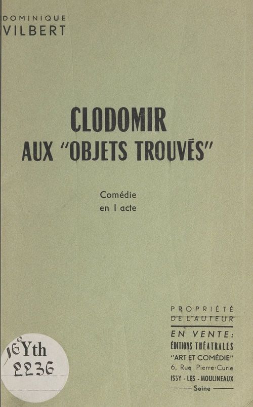 ebook cover of Clodomir aux "Objets trouvés", by Dominique Vilbert