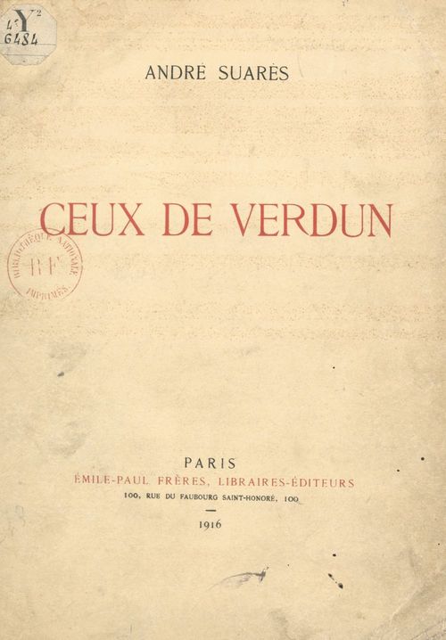 Couverture ebook de Ceux de Verdun, de Andre Suares
