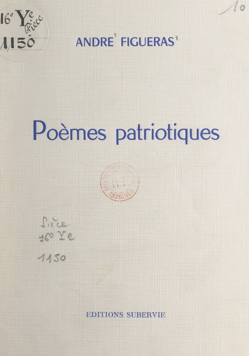 Couverture ebook de Poèmes patriotiques, de André Figueras