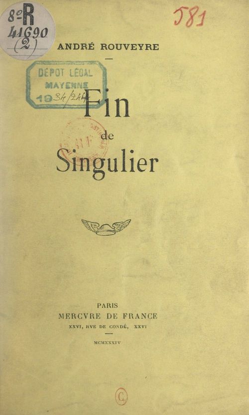 Couverture ebook de Fin de singulier (3), de André Rouveyre