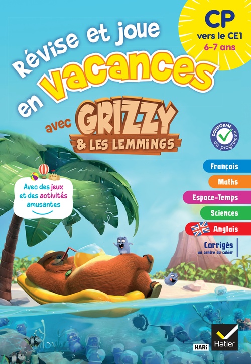 Couverture ebook de Cahier de vacances Grizzy et les lemmings - CP vers le CE1, de Aurore Meyer