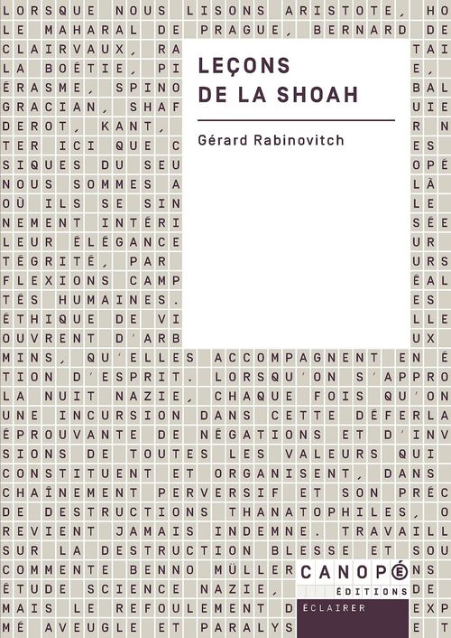 ebook cover of Leçons de la Shoah, by Gérard Rabinovitch