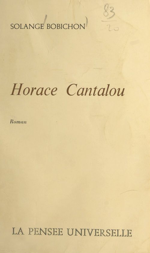 ebook cover of Horace Cantalou, by Solange Bobichon