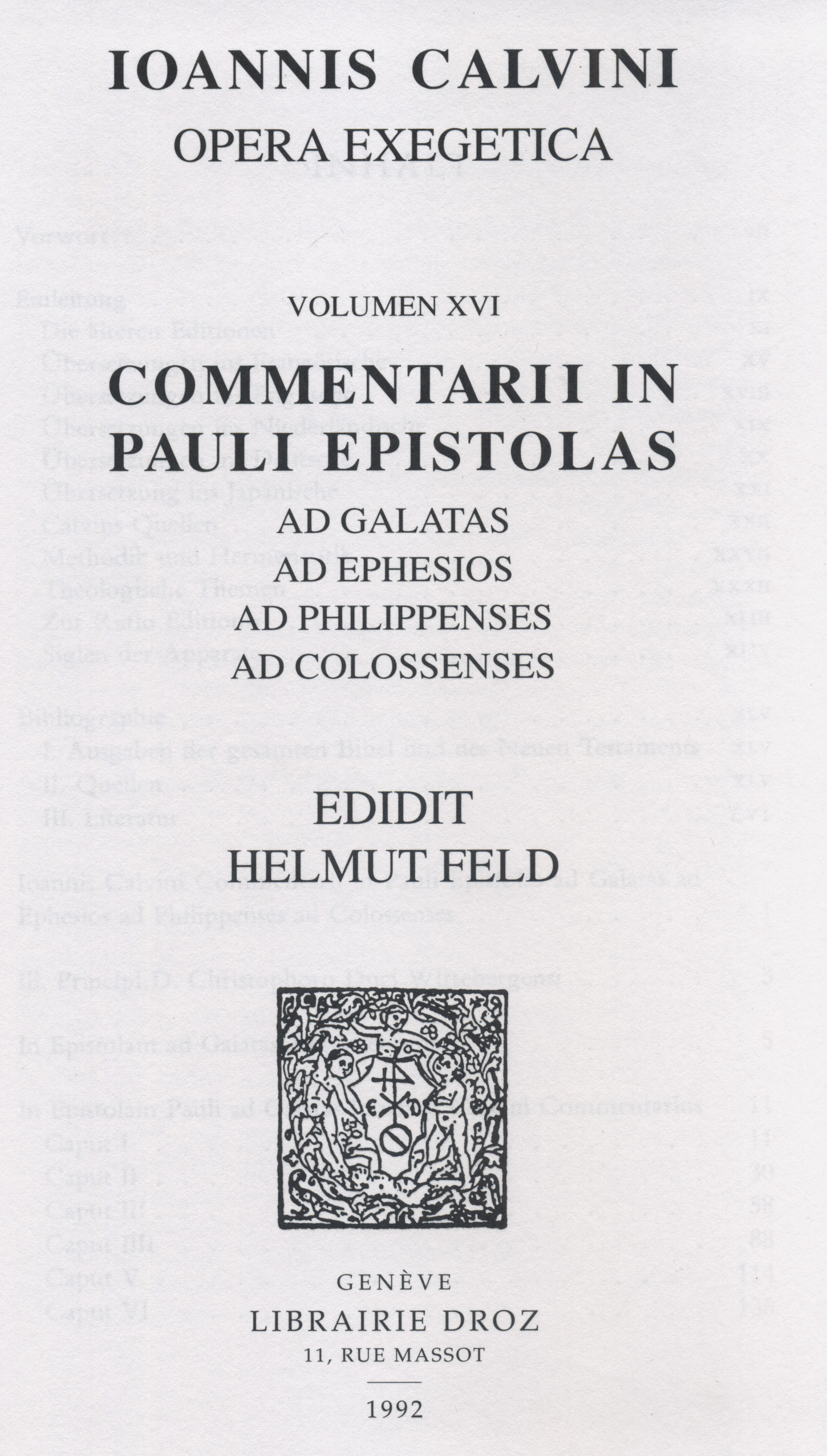 ebook cover of Commentarii in Pauli epistolas ad Galatas, ad Ephesios, ad Philippenses, ad Colossenses. Series II. Opera exegetica, by Calvin Jean