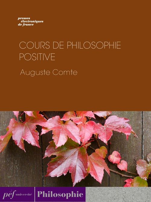 Couverture ebook de Cours de philosophie positive, de Auguste Comte
