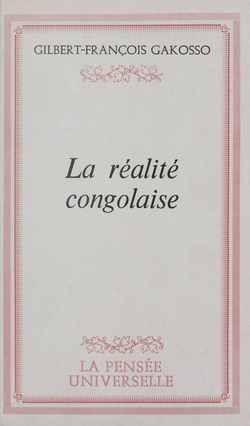 ebook cover of La réalité congolaise, by Gilbert-Francois Gakosso