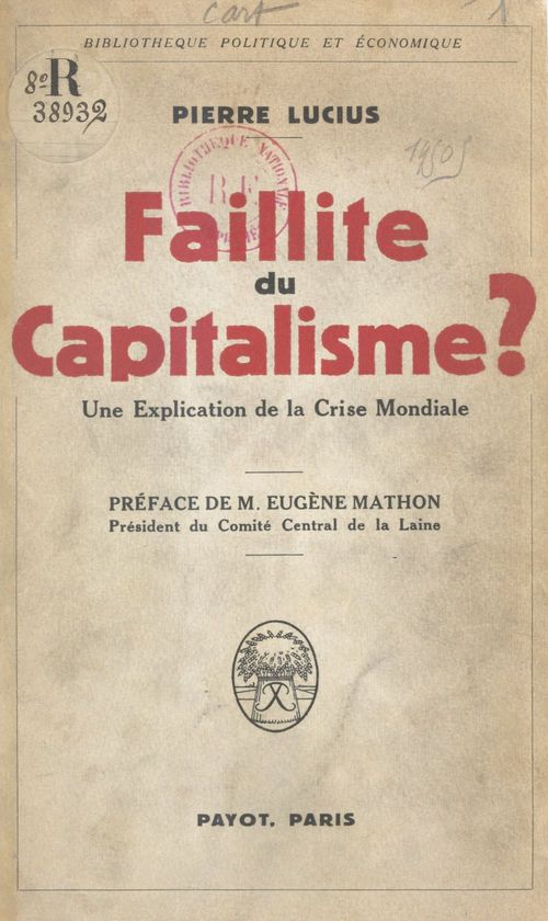ebook cover of Faillite du capitalisme ?, by Pierre Lucius