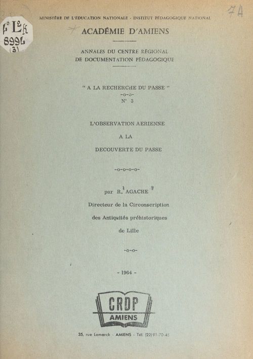 Couverture ebook de L'observation aérienne à la découverte du passé, de Roger Agache