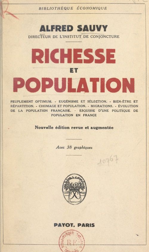 Couverture ebook de Richesse et population, de Alfred Sauvy