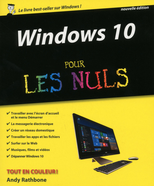 Couverture ebook de Windows 10 Pour les Nuls NE, de Andy Rathbone