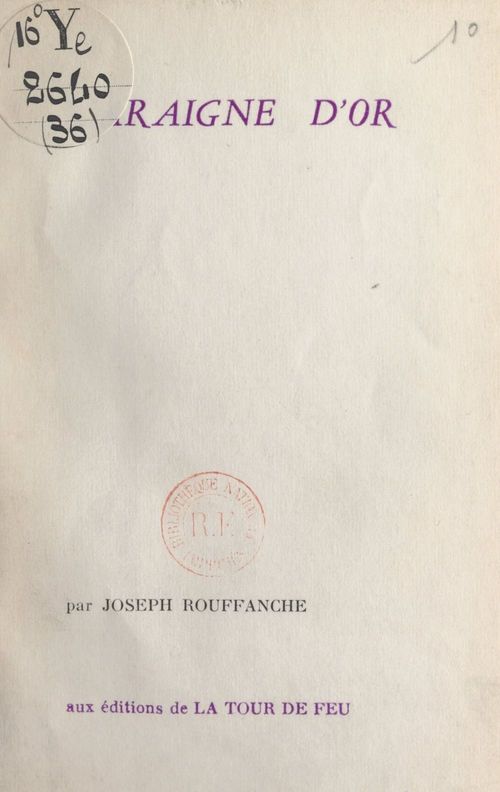 ebook cover of L'araigne d'or, by Joseph Rouffanche