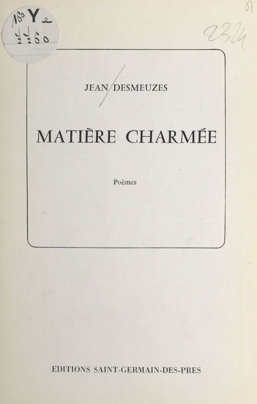 Couverture ebook de Matière charmée, de Jean Desmeuzes