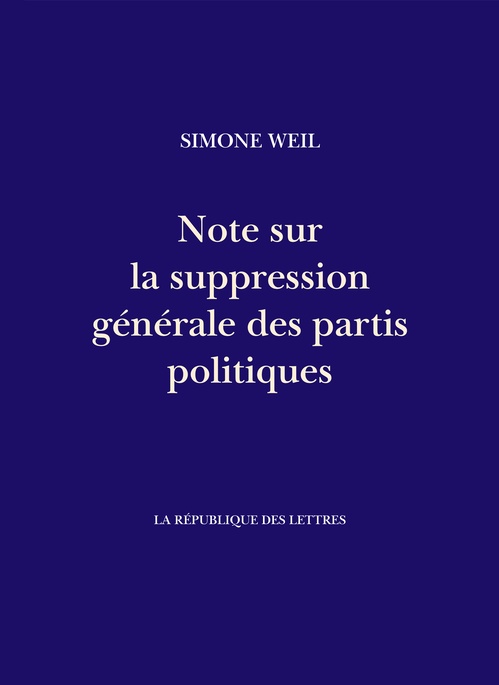 ebook cover of Note sur la suppression générale des partis politiques, by Simone Weil