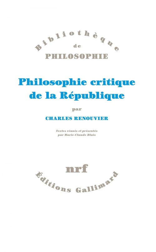 ebook cover of Philosophie critique de la République, by Charles Renouvier
