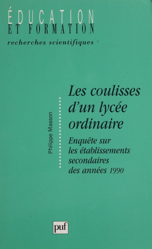 Couverture ebook de Les Coulisses d'un lycée ordinaire, de Philippe Masson