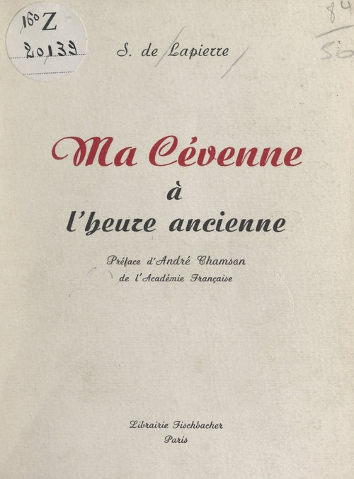 Couverture ebook de Ma Cévenne à l'heure ancienne, de Suzanne De Lapierre