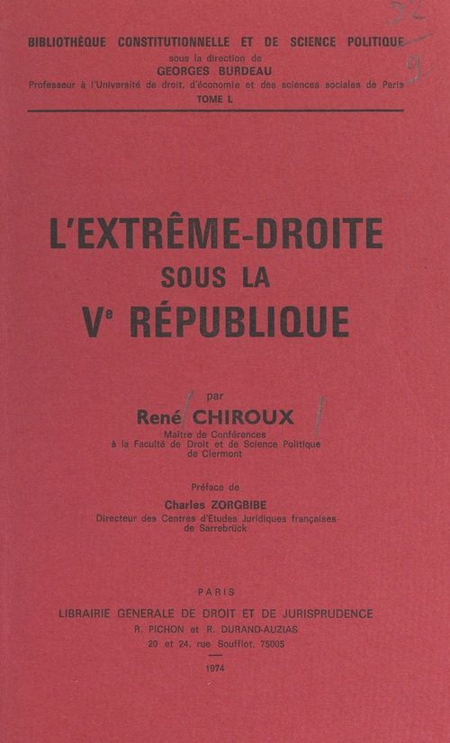 Couverture ebook de L'extrême-droite sous la Ve République, de Rene Chiroux
