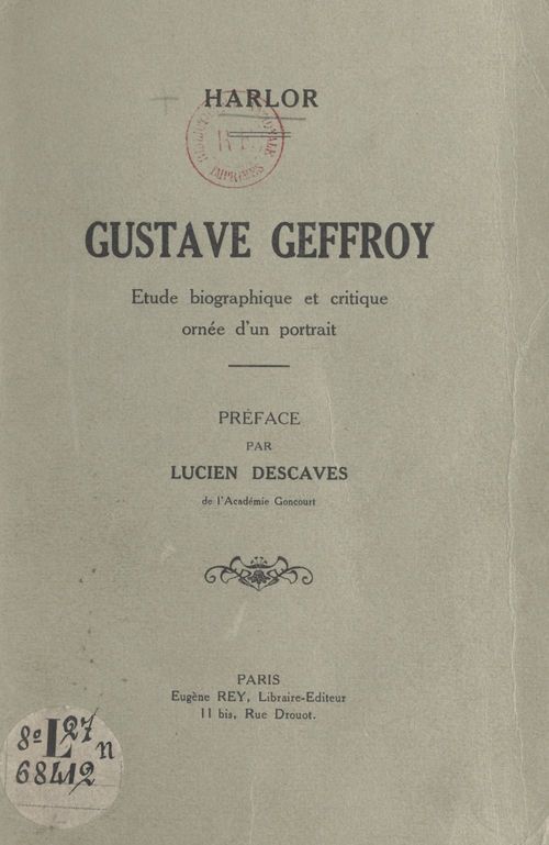 Couverture ebook de Gustave Geffroy, de Harlor
