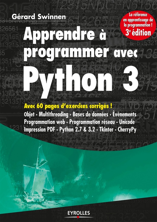 Couverture ebook de Apprendre à programmer avec Python 3, de Gérard Swinnen