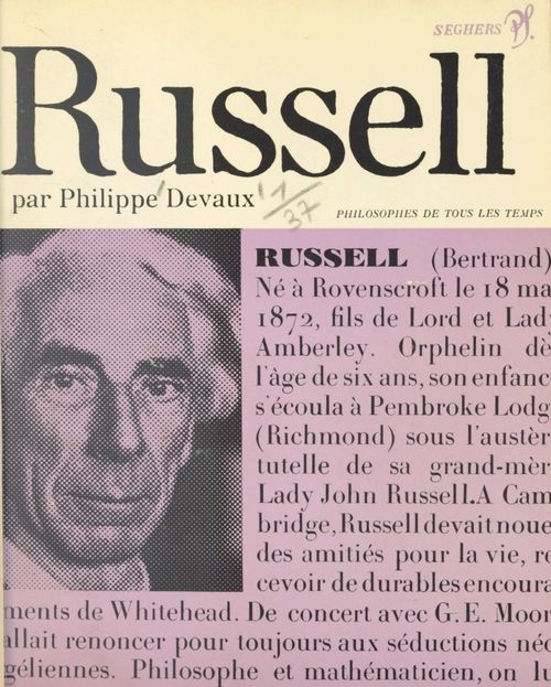 ebook cover of Bertrand Russell, by Philippe Devaux