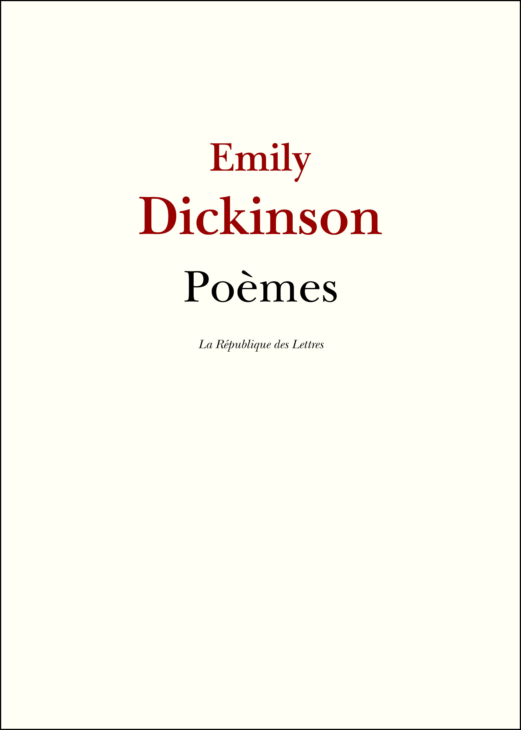 ebook cover of Poèmes, by Emily Dickinson
