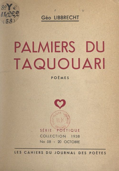 ebook cover of Palmiers du Taquouari, by Geo Libbrecht