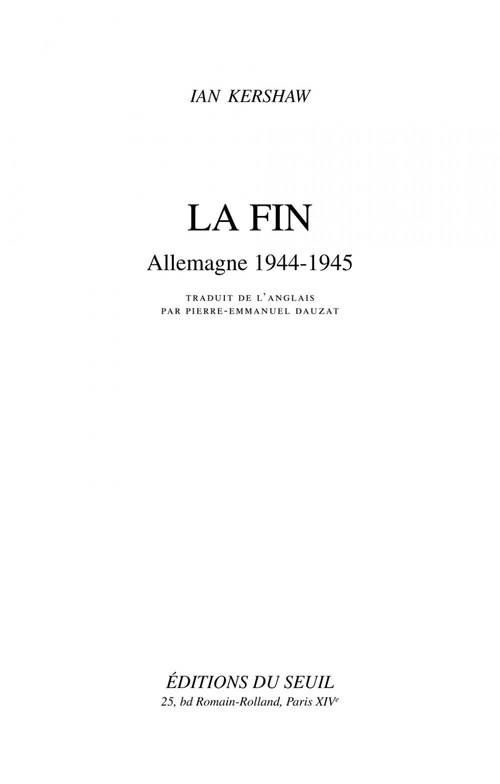 Couverture ebook de La Fin. Allemagne (1944-1945), de Ian Kershaw