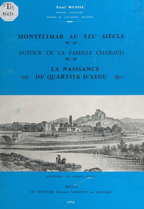 Couverture ebook de Montélimar au XIXe siècle, de Paul Messie
