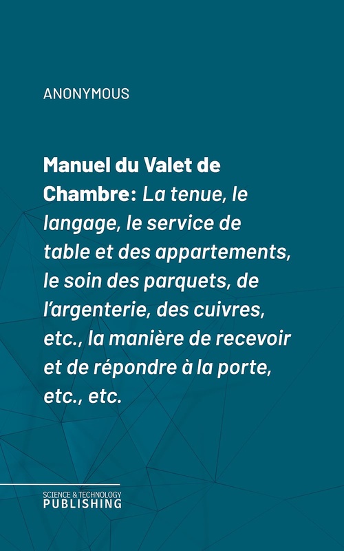ebook cover of Manuel du Valet de Chambre, by Anonymous