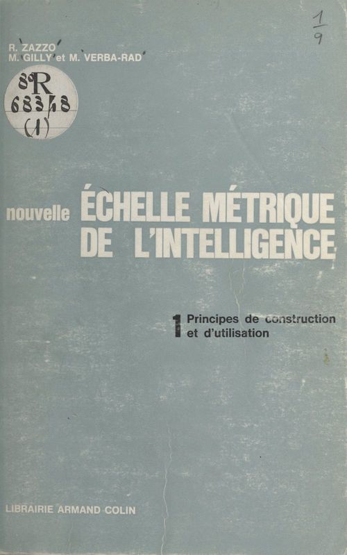 ebook cover of Nouvelle échelle métrique de l'intelligence (1), by Michel Gilly, Mina Verba-Rad, René Zazzo