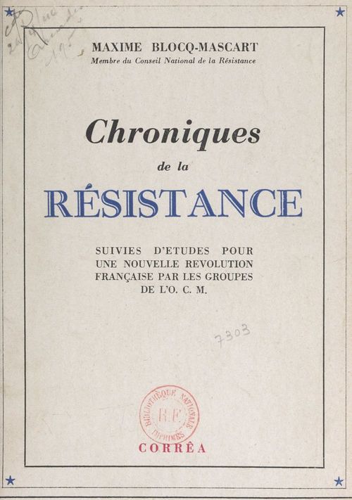 Couverture ebook de Chroniques de la résistance, de Maxime Blocq-Mascart